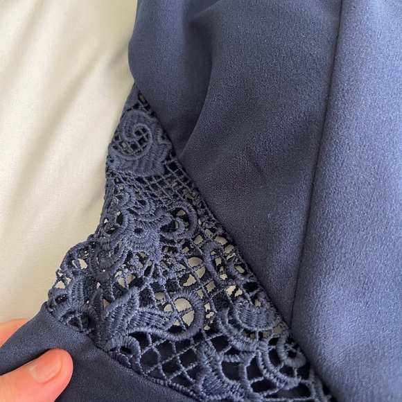 Navy Blue Fit & Flare Juniors Dress – Size 1, Lace Cutout Sides, Formal Look - Picture 10 of 12